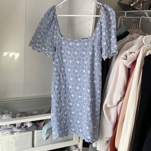Zara open work embroidered dress (light blue)